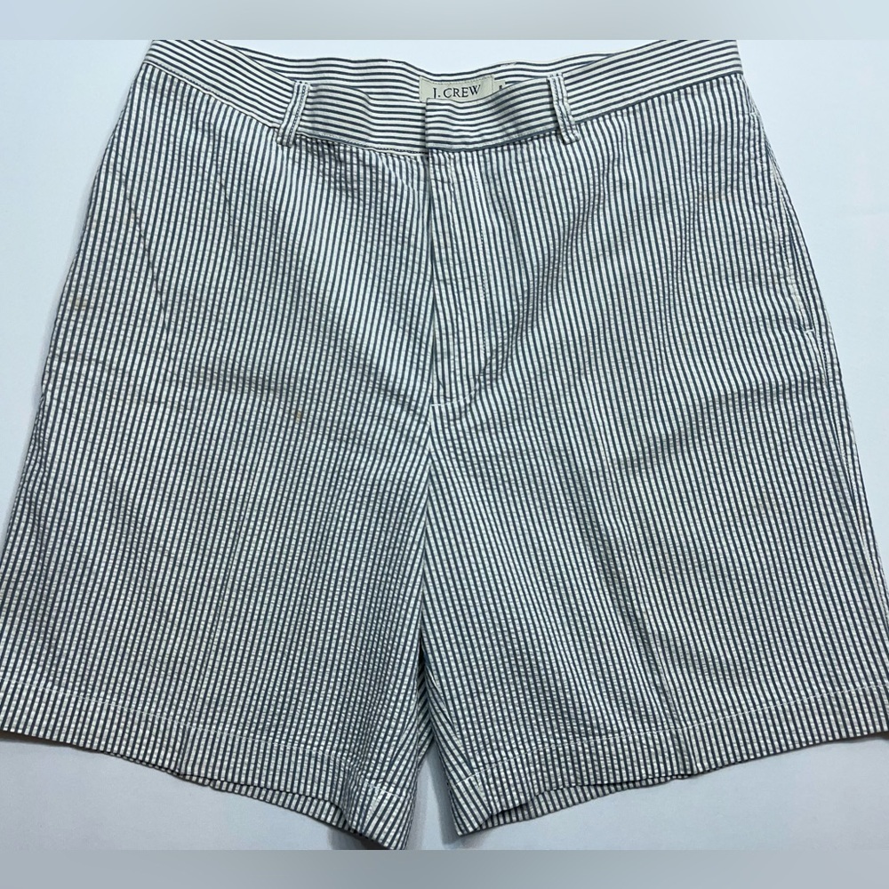 J. Crew Seersucker Shorts Blue Striped Mens Size 35 Golf Preppy 8.5 Inch Inseam